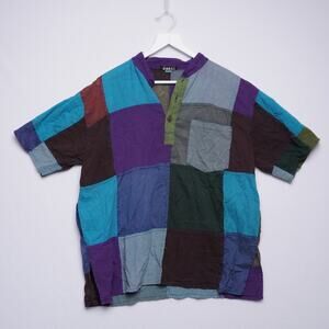 Vintage Jayli Cotton Patchwork Popover Shirt Size M
